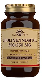 Solgar Choline 250 mg / Inositol 250 mg Vegetable Capsules - Pack of 50 - Supports Metabolising Nutrients - Improves Transport of Fat for a Clear Liver - Vegan and Gluten Free