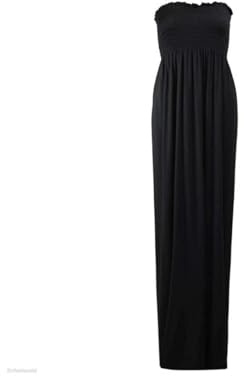 WICKEDFASHIONS123 New Women’s Sleeveless Boobtube Bandeau Maxi Dress Strapless Shirred Full Length Summer Casual Beach Holiday Evening Long Gown Elegant Stretchy UK Sizes Black