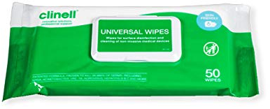 Clinell Universal Cleaning and Disinfectant Wipes - Pack of 50 Multi-Purpose Wipes, Kills 99.99% of Germs, Effective from 30 Seconds