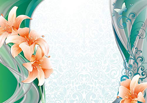 wandmotiv24 Papiers peints Lys vert S 200 x 140cm - 4 pièces Papiers peints photo, peinture murale, papiers peints à motifs, papiers peints intissés Vrille, fleurs M1490