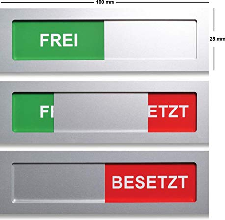 Frei - Besetzt Schild Modell S aus Aluminium - Mit Schieber - Schiebeschilder - Frei Besetztschild zum Kleben - 10 cm x 2,8 cm x 4 mm - Starke 3M Klebefläche - Besprechungsraumschild