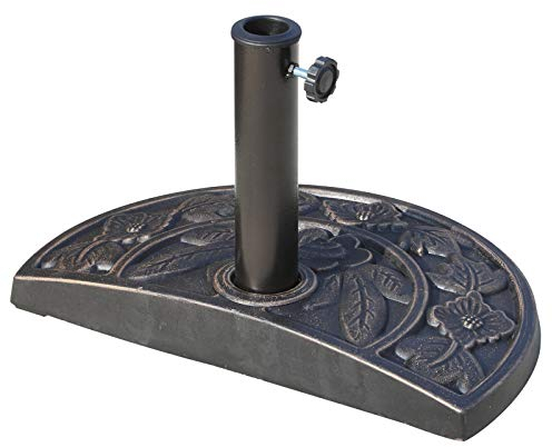 Outsunny Base per Ombrellone a Mezzaluna da Ø38 mm e Ø48 mm con Manovella, Basamento per Ombrellone in Resina, 50x31x32 cm, Bronzo