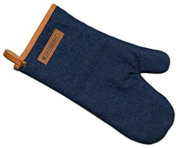 Le Creuset Oven Mitt, 100 Percent cotton, 12.5 in / 31.75 cm long, Dark Blue Denim, 45100327760800