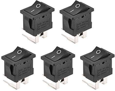 sourcing map 5 Stk. Mini 4-Polig Boot Form Wippschalter Kippschalter EIN/AUS AC 250V/6A 125V/10A