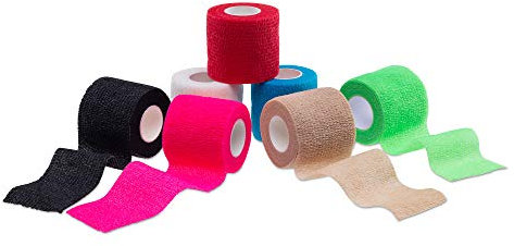 ZiATEC Cohesive Tape - Elastische, selbsthaftender Fixierverband für Mensch und Tier, Farbe:12x blau/grün (24x 5.0cm)