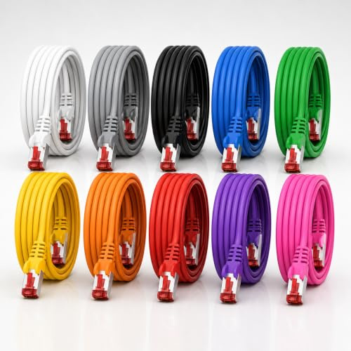 1CONN Câble réseau Cat6 10 x 0,5 m couleur 10 câble Ethernet Lankabel câble réseau Cat6 Lan câble de raccordement Sftp Pimf 1000 Mbit/s