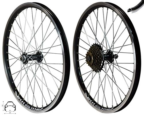Redondo 20 Zoll Laufrad Set VR + HR Felge QR Schwarz + 7 Fach Kranz