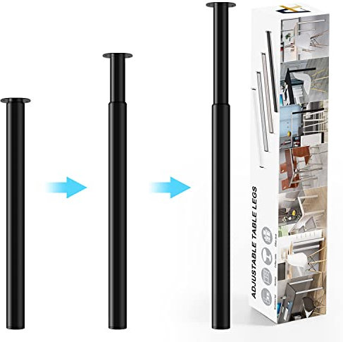 Amazing Tour Adjustable Table Legs 710-1100mm - 1 Pack Breakfast Bar Kitchen Worktop Support Office Desk Legs, Heavy Duty Metal Sturdy Steel Frame,Black
