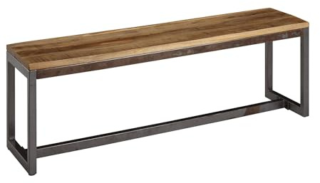 Wohnling Esszimmerbank 120 x 46 x 45 cm Mango Massivholz/Metall Holzbank Vintage, Esstischbank Massiv ohne Rücken-Lehne, Küchenbank Essbank Klein