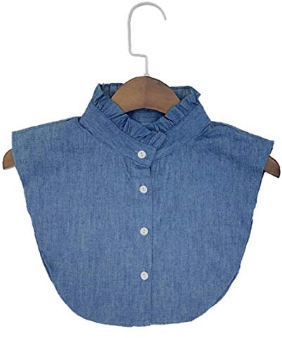 Hotaden Women Denim Lace Collar Shirt Fake Collar Tie Vintage Detachable Collar False Collar Lapel Blouse Top
