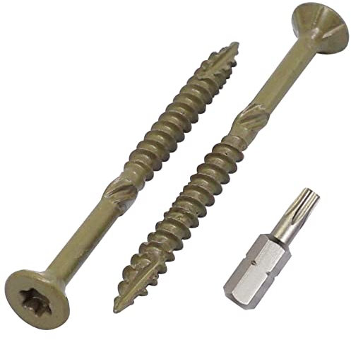 Lot de 300 vis de finition anti-corrosion avec tête fraisée/Torx, 3,5 x 45 mm, pointe de type 17 - vis d’extérieur pour terrasse en bois (vert)