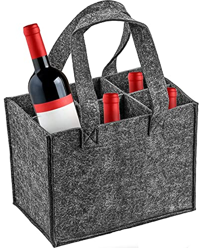 NC NC Wandefol Sac à Bouteille Porte-Bouteille en Feutre avec séparateur séparé pour 6 Bouteilles, Parfait pour Pique-Nique, Voyage, fête, Gris, Taille Unique