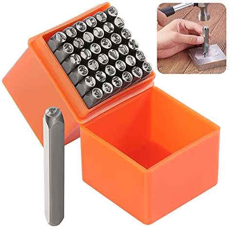 Booramy 37 Stück Schlagbuchstaben Set, 3mm Schlagzahlen Alphabet A-Z und Zahlen 0-9, & und Love Siegel Stempel für Stempeln von Metall Kunststoff Holz Leder DIY Schmuckherstellung