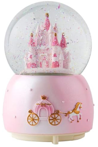 Musfunny Schloss Schneekugel Spieluhr Für Kinder: Snow Globe LED Licht | Schneekugel Für Kinder Mit Farbwechsel – Snow Globe Spieluhr Für Mädchen Frauen Töchter Geburtstag Taufe Valentinstag