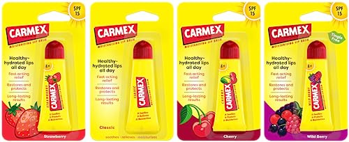 Carmex Original, Kirsche, Erdbeere und Minze, 4 Stück, gemischte Packung LSF15