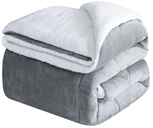 CHOSHOME Kuscheldecke Flauschig Sherpa 150x200CM Warm Flanell Decke Baby Sherpa Kuscheldecke Weiche Warme Fleecedecke von Dicke Sofadecke für Winter Flauschige Sherpa Wolldecke für Couch Schwere Grau