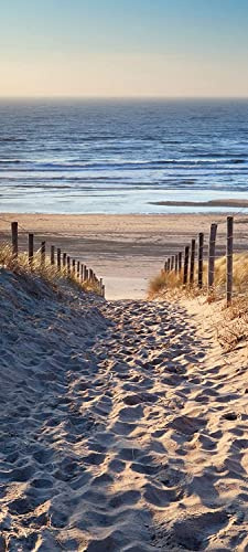 VIRANDA Türtapete Selbstklebend Türposter 3D - Schöner Weg zum Strand - Türaufkleber Türfolie Meer Sand Ostsee Landschaft 80x200cm
