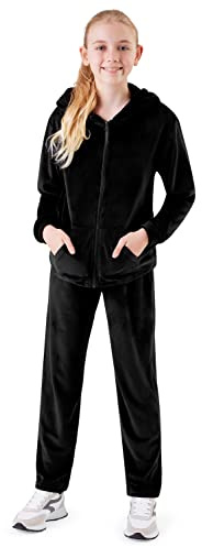 CityComfort Jogging Fille Velours - Ensemble Survêtement Fille Mode (as4, age, 5_years, 6_years, regular, Noir)