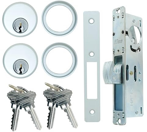 Summit DOORWARE Mortise Cylinder Hook Bolt with Keys | Adams Rite Style Door Lock Replacement Parts | Mortise Lock Replacement Kit | Replacement for MS1850S-X5X Series Locks | Aluminum Finish