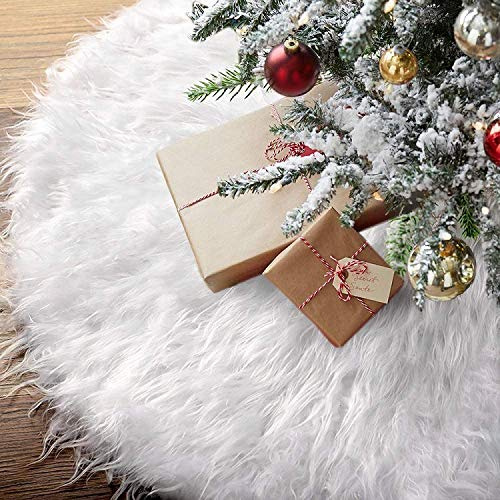 Weihnachtsbaum Decke, Weiß Weihnachtsbaum Rock, Runde Flauschige Schneeweiße Tannenbaumdecke, für Weihnachten Baum Dekorationen Weihnachtsdeko (50 cm)