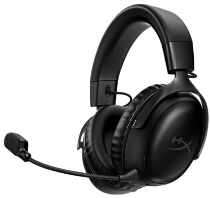 HyperX Cloud III Wireless – Gaming Headset for PC, PS5, PS4, up to 120-hour Battery, 2.4GHz Wireless, 53mm Angled Drivers, Memory Foam, Durable Frame, 10mm Microphone, Black.