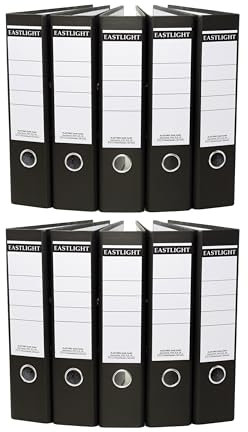 Eastlight A4 Lever Arch Files Black & White Pack of 10
