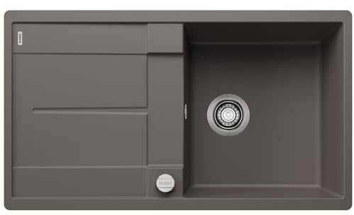 BLANCO METRA 5 S-F | Granitspüle aus SILGRANIT vulkangrau | [85x49x20,2 cm] | für 50 cm breite Unterschränke | Einbauart: Flächenbündig | Reinigungsfreundliche Öberfläche | reversibel