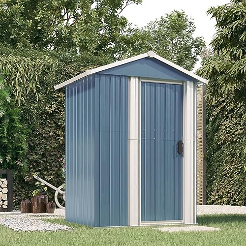 GuyAna Cobertizo de jardín Acero galvanizado Gris 126x97,5x177 cm Armario Exterior Terraza Pergolas De Jardin