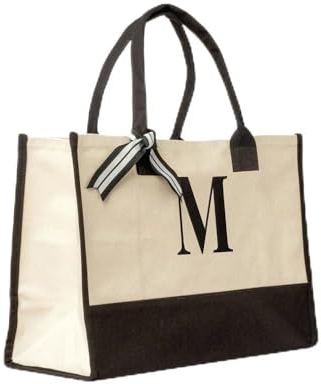 Elberfelder Leinen personalisierte Canvastasche l Geschenkidee l mit robustem Boden l mit Monogramm l Tote Bag l Handtasche l Oeko-Tex-Standard-100 l Einkaufstasche l 100% Baumwolle