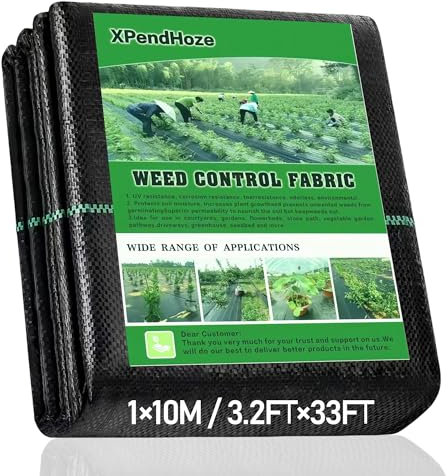 Unkrautschutzmembran, stabilisiert, gewebt, PP, natürlich, strapazierfähig, Unkrautschutzgewebe für Garten, Boden, Abdeckfolie, Hochbeet, unter Decks, Kies und Gehwegen (1 m x 10 m)