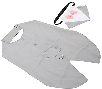 Sosoport 3sätze Hochzeitskostüm Für Hunde Mit Grauem Anzug Und Bandana Elegantes Haustier-Outfit Für Hochzeitsfeiern Und Besondere Anlässe Einfach Auszuziehen Hochwertiges