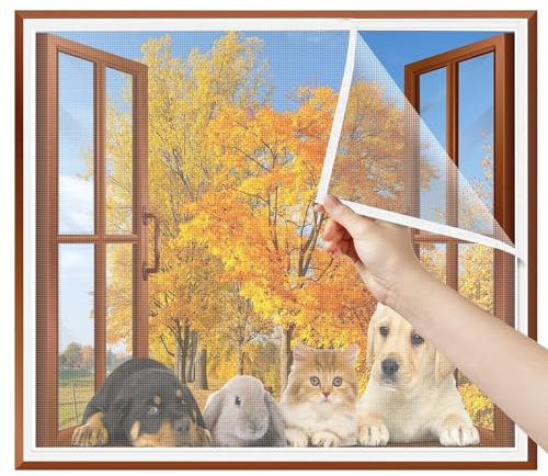 Fliegengitter Fenster 75x130cm Verstärktes Schwerlastnetz Insektenschutz Balkontür,Fliegengitter Ohne Bohren,Insektenschutz vorhang für Balkontür Terrassentür,Weiß