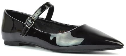 Women's Flat Mary Jane Shoes Ladies Buckle Strap Point Toe Ballet Pumps Size 3-8