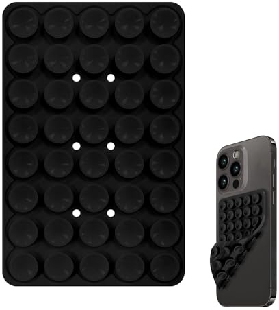 Seltureone 40 Grain Double Sided Silicone Suction Cup | Phone Suction Pad with Strong Adhesion, Silicone Grip for Selfies & Videos, Hands-Free Accessories for Phone Case - Black