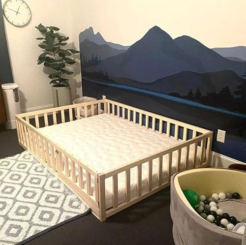 HomeForDreams Cama de Suelo para niños H4D-27 | Marco de cama inspirado en Montessori con somier y puerta 190 x 120 cm