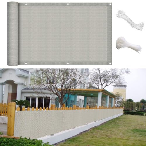 GAIFNAG Balkonumrandung Ohne Bohren 75 x 800 cm Balkonsichtschutz mit Ösen, Balkonverkleidung Ohne Bohren HDPE 220G/M², Wind- Und Uv-Schutz für Balkon Terrasse Garten, Grau