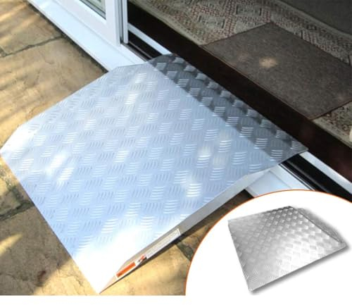 QYMLSH Barrierefreie Brückenauffahrrampen, Schwellenrampe, Tragbare Rollstuhlrampe, Modulare Rampenzugangshilfe for Behinderte, Rollstuhlschwellenkeilrampe for Stufen, Behindertentüren(77 * 70cm)