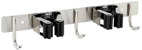 TMY Besenhalterung Wand 26,5 cm 3 x Haken 2 x Klemmhalter bis 25 kg | Halterung für Gartengeräte Werkzeuge & Zubehör, Gartenwerkzeug Aufbewahrung, Wandhalterung Besen Wischmop und Schaufel
