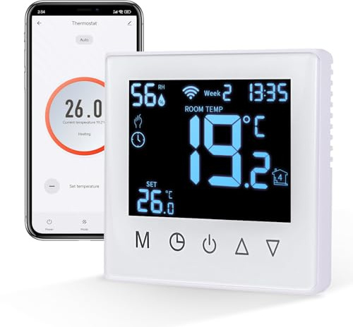 CNBINGO Smart Thermostat Unterputz Boiler WLAN Heizungsthermostat Weiß | Wifi Digital Raumthermostat Fußbodenheizung Kompatibel mit Alexa Echo,Google Home,Smart Life