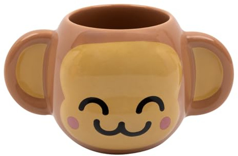 Mr. Wonderful - Taza 3D - Mono - Taza realizada en cerámica con forma de mono - Capacidad: 330 ml