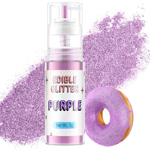 Paillettes Comestibles Spray Violet, Waysroma Paillettes Alimentaires Comestibles Or Spray Paillette pour Pâtisserie, Fraises, Boissons, Gâteaux, Fondants, Cocktails, Chocolat (5g)