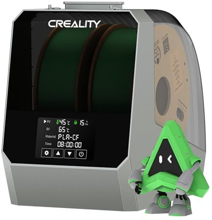 Creality Space PI Plus Filament Trockner, 2-Rollen-Kapazität mit 48h Timer, 3,7 Zoll Touchscreen, PTC-Heizung & 360° Heißluftzirkulation für PLA/ABS/TPU/PETG/ASA (1,75mm/2,85mm)