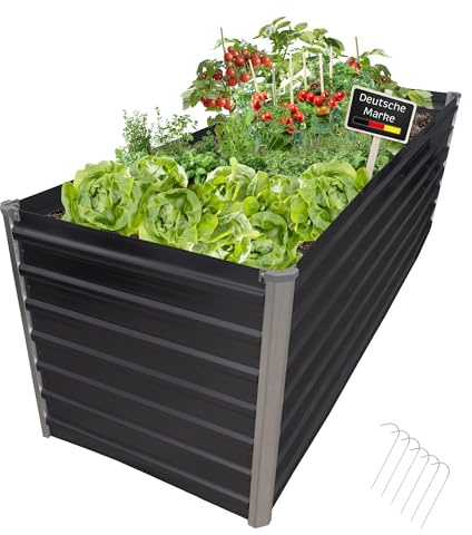 NATIV Hochbeet Metall anthrazit, 240x77x77 cm, eckiges Beet für Garten, galvanisiert, wetterfestes und stabiles Gartenbeet für Gemüse, Kräuter & Blumen, langlebiges Pflanzbeet für den Außenbereich