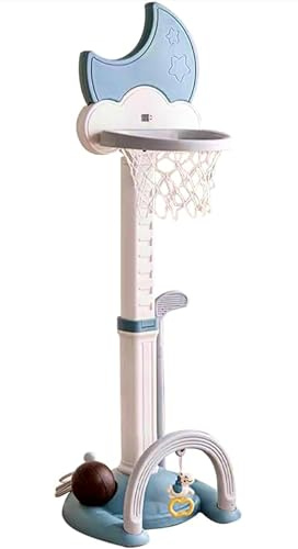 Canestro Basket Bambini regolabile in altezza - per interno ed esterno - Set da Gioco - Calcio - Golf - Lancio di anelli- segnapunti elettronico - basket MULTIFUNZIONALE