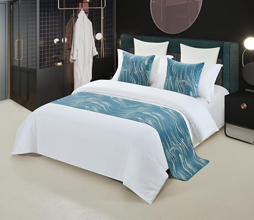 Guest Ruyunlai Light Blue Cushion Covers, 2 Pillowcases (50 x 50cm), Matched for Bed Runner Decor, Hotel Grade Soft Fabric, Home Decor Pillowcase for Sofa Couch Livingroom Bedroom