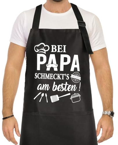 HOWAF Grillschürze Papa, Schürze Kochschürze Männer mit Taschen für Papa Geschenk Vatertag, Vatertagsgeschenk, Geburtstag, Weihnachten Geschenk