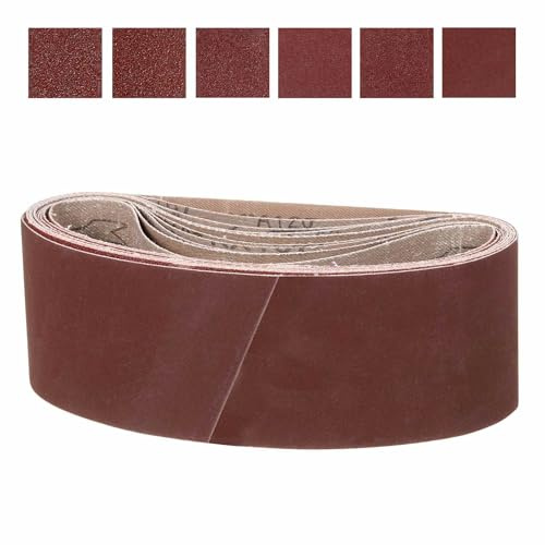 CoCud 12 Piezas Banda de Lijado de 76mm x 533mm 60/80/120/180/240/400 Grano