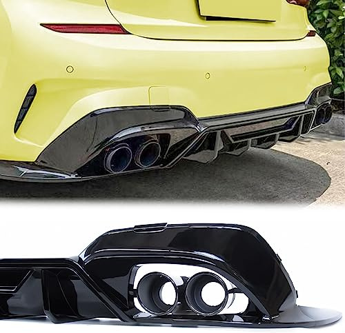Heckdiffusor Diffusor + Auspuffblenden Schwarz für BMW 3er G20 G21 320 330 320i 330i mit M Sport 2019-2022