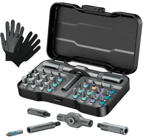 DIY Ratchet Screwdriver Set, 24 in 1 Multi Bit Magnetic Ratchet Screwdriver Set Multifunctional Toolbox, Multi-Purpose Ratchets Wrench Precision Screwdrivers Kit
