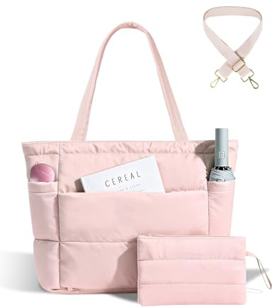 Moyad Puffer Tote Bag Damen Daunentasche Handtasche mit Schultergurt Leichte Umhängetasche für Arbeit Reise Shopping Uni